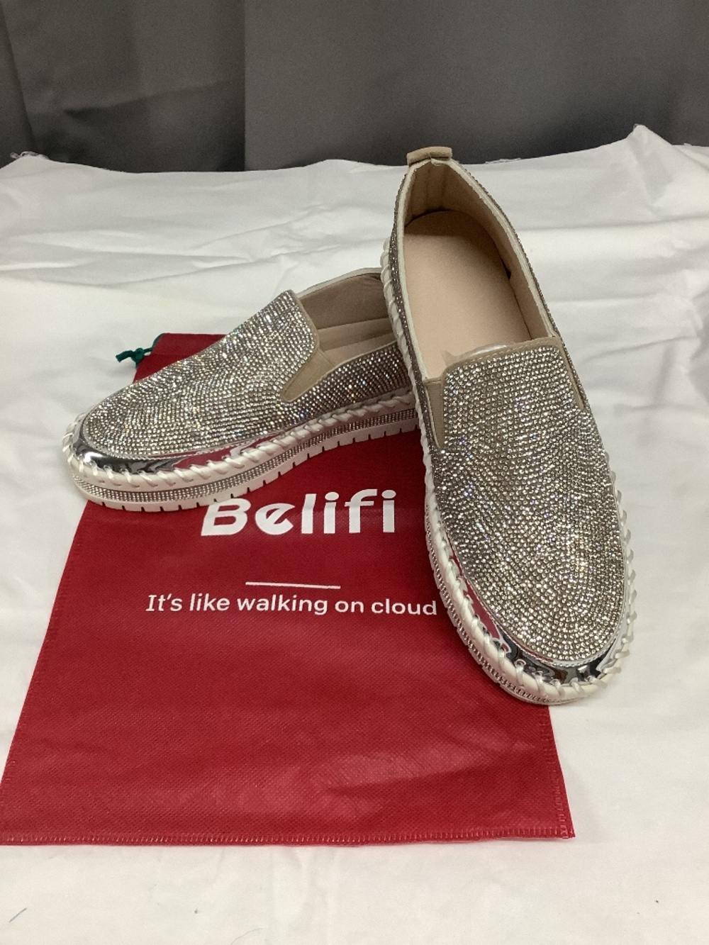 Silver rhinestone shoes size 8